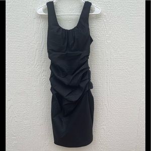 NWOT Cindy black ruched taffeta bodycon dress small size